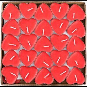 50 Pack Heart Shaped Unscented Tea Lights Candles – Smokeless Tealight Candles